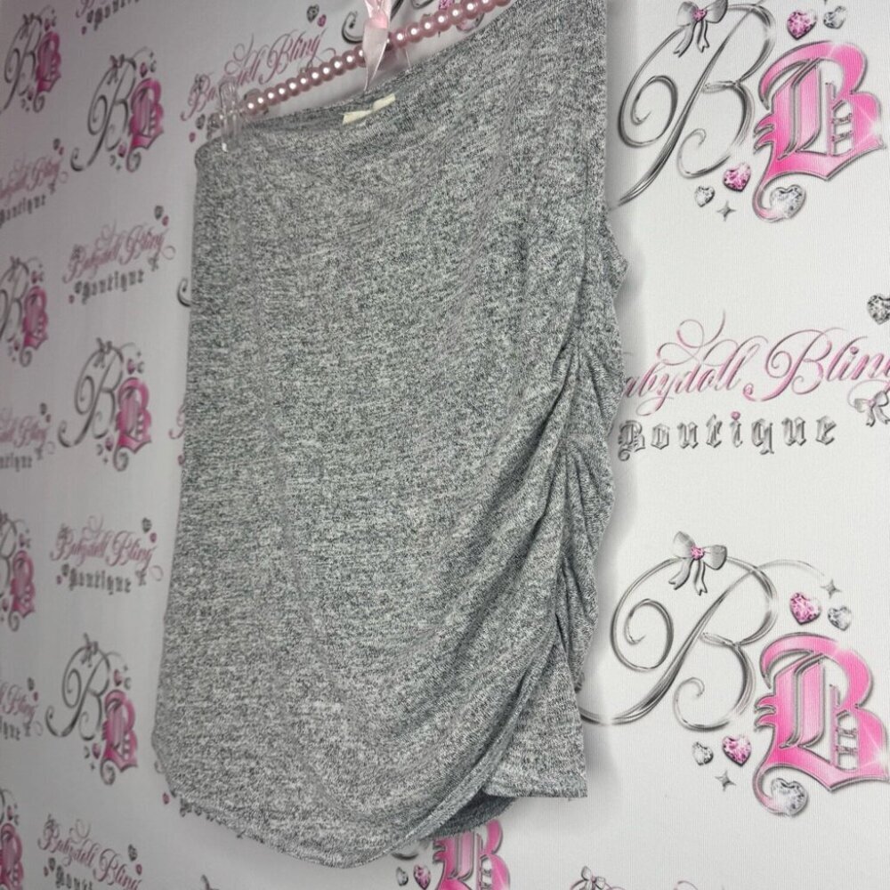 Aritzia Wilfred free Ruched Skirt soft stretchy grey white heathered - Picture 3 of 7